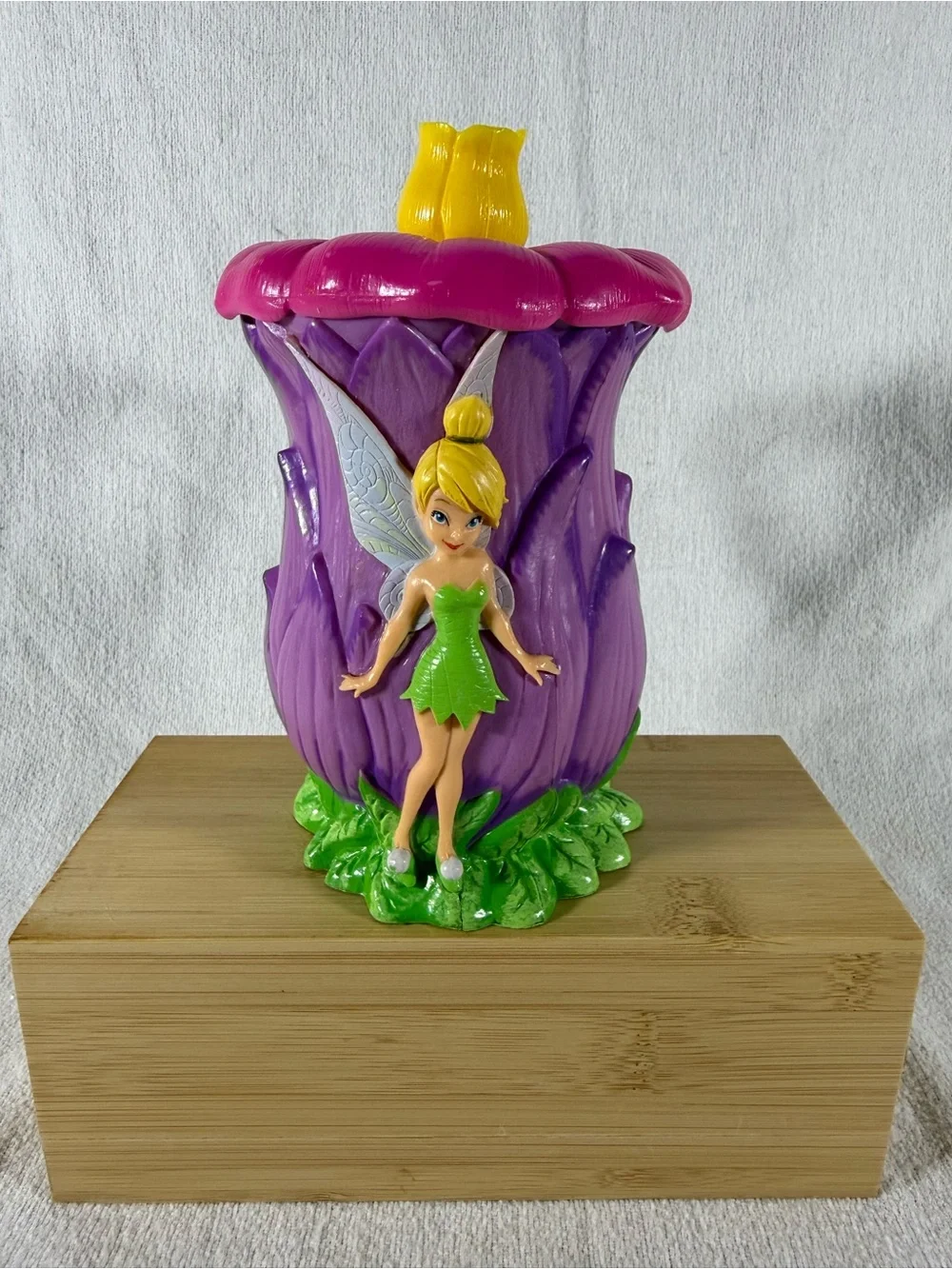 Disney On Ice Tinkerbell Plastic Flower Mug Cup with Flip Lid